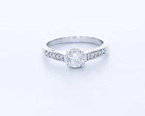 1.2 CTW Natural Diamond E/SI2 Round Cut 14K White Gold Prong Vintage Accent Ring - Picture 1 of 4