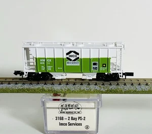 N SCALE ATLAS #3168 IMCO SERVICES 2-BAY PS-2 COVERED HOPPER CAR #HWCX 41011 - Picture 1 of 2