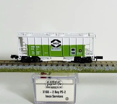 N SCALE ATLAS #3168 IMCO SERVICES 2-BAY PS-2 COVERED HOPPER CAR #HWCX 41011 - Image 1 of 2