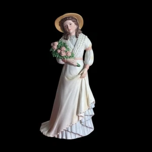 Vintage Homco Charlotte Rose #1468 Victorian Lady Woman Figurine Bouquet Roses - Picture 1 of 7