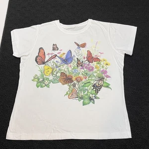 Camisa Salvaje Vintage Mujer XL Mariposa Flor Gráfico Naturaleza Arte Años 90 - Imagen 1 de 8
