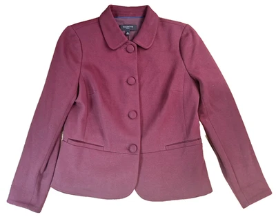 Talbots Blazer Jacket Womens Sz 8P Plum 4 Button Cotton Stretch Collar Lined - Image 1 of 4