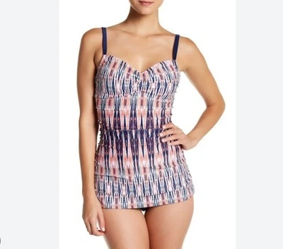 Nuevo con etiquetas Traje de baño Jones New York azul marino coral naranja correa ajustable de una pieza 12 Foto 1 de 4