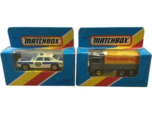 Matchbox MB10 US Police Car & MB26 Volvo Lorry Diecast Fahrzeuge Vintage 1981 - Bild 1 von 8