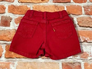 vintage Little Levis red shorts - sz 18 Months - orange tab denim 80s 90s - Picture 1 of 7