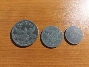 Thailand 10 25 50 Satang 0.1 0.25 0.5 Baht Old Vintage Zinc Coins Rama IX Siam - Bild 1 von 2
