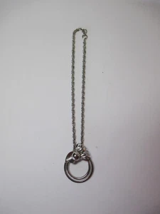 Collar Colgante Flor Cromo Tono Plata Vintage 7" - Imagen 1 de 3