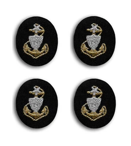 US Coast Guard Senior Chief E8 Cap Patch Dispositivo Hierro Sobre Respaldo Lote de 4 [#130] - Imagen 1 de 2