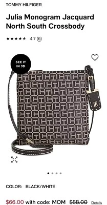 TOMMY HILFIGER Julia Monogram Jacquard North South CrossbodyPurse Bag New - Image 1 of 4