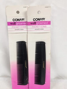 2010 Conair Well Groomed Pocket Comb, Black, 2 Pack - Picture 1 of 3