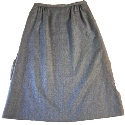 Vintage Wool Skirt Womens Gray Midi Pleated Richard Evans Pocket USA Made 12 - Image 1 of 4