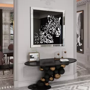 3D-Bild mit Leopardenmuster, Crushed Diamond Art, Wandfoto-Dekor mit Glasrahmen - Bild 1 von 13