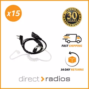 15x Acoustic Tube Surveillance Covert Earpiece Headset Mic Motorola Radios 2 Pin - Picture 1 of 5