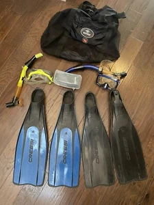 Lote de 2 aletas Cressi Pro Star 8,5-9,5, 11-12, 2 esnórqueles y máscaras de impulso, guantes, bolsa - Imagen 1 de 12