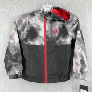 NIKE AIR JORDAN Jacket Boys S/5-6 Black Gym Red Water Repellent Hoodie - Picture 1 of 17