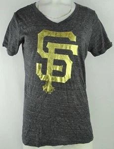 San Francisco Giants MLB Damen Metallic Graphic's V-Neck Shirt in Anthrazit - Bild 1 von 5