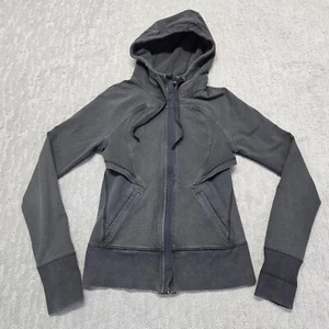 Lululemon After Asana Womens Full Zip Gray Jacket Thumb Holes Sz 4 - Picture 1 of 9