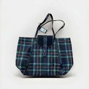 G-Star Mozoe Denim Tote Bag Estan Canvas Royal Tartan Black/Billet Green Check - Picture 1 of 17