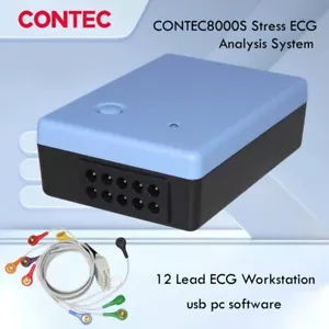 CONTEC8000S 12-lead Wireless Stress test ECG/EKG System Recorder PC Software New - Picture 1 of 13