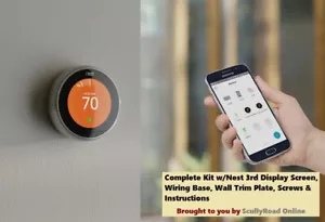 Google Nest 3rd Generation Learning WIFI Thermostat: T3007ES Stainless Steel A+ - Picture 1 of 13