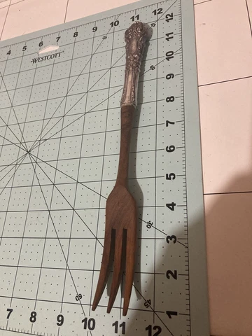 sterling silver handled Wooden Serving Fork Cover