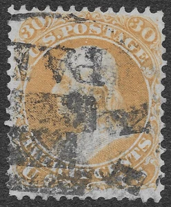 MMK Philately: US Scott #71 Used 30c Orange Franklin PAID Cancel SCV $230 - Picture 1 of 2