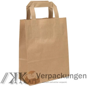 250 Papiertragetaschen Papiertüten Papiertaschen Tragetaschen 22+10x28 Braun - Bild 1 von 1