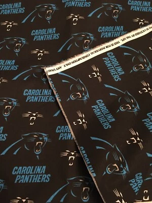 Carolina Panthers NFL Football 100% Cotton Fabric 9" X 36" 1/4 YARD Face Masks! - Image 1 of 3