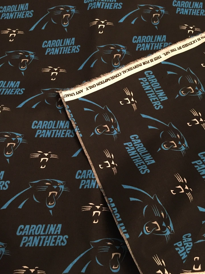 Carolina Panthers NFL Football 100% Cotton Fabric 9" X 36" 1/4 YARD Face Masks! - Image 1 of 3