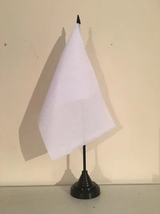 WHITE TABLE FLAG 9" X 6" 22.5cm x 15cm flags - Picture 1 of 1