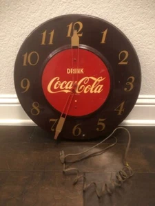 Vintage 1950s Coca Cola Coke Soda Pop 18 Inch Round Advertising Wall Clock Works - Picture 1 of 6