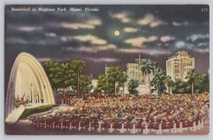 Postal Florida Miami FL Bandshell Bayfront Park publicada 1955 lino - Imagen 1 de 2