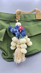 Handmade Embroidered Elephant Keychain color blue-red - Picture 1 of 8