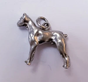VINTAGE SILVER TONE DOG CHARM - BOXER? - Picture 1 of 5