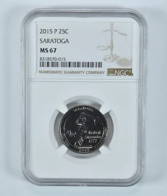 2015-P Washington Quarter Saratoga America The Beautiful MS67 NGC *0929 - Image 1 of 4