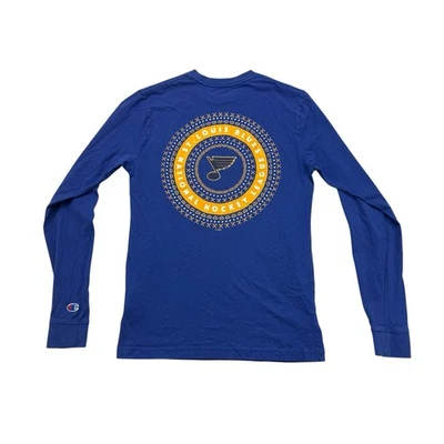 Camisa St Louis Blues Feminina Pequena S Azul Manga Longa Champion NHL Hóquei - Imagem 1 de 4
