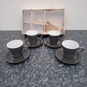 Juego de 4 tazas y 4 platillos Chavena gris portugués de cerámica estampada - en caja - Imagen 1 de 22