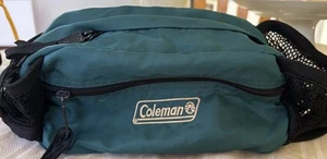 Vintage Coleman Green Waist Bag Walker Pouch Wide Adjustable Belt 2 Drink Holder - Picture 1 of 5