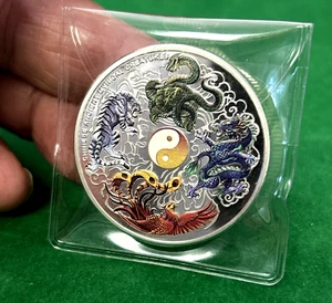 Premium Golf Ball Marker Coin Token 1.5" Metal-Dragons & Tigers Mythical - Picture 1 of 4