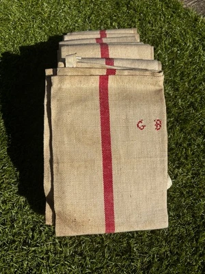 1 Lot de 7 torchons XIXe ourlet fait main lin GB tissu textile antique ancien - Photo 1/4