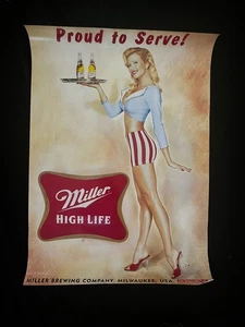 Vintage Rare 2002 Sexy Pin Up Girl  Miller High Life Beer Advertising Poster - Picture 1 of 6