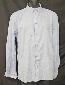 Anerkjendt Herren 2xl Leinenmischung Knopfleiste Rollärmel blau - Bild 1 von 10