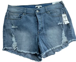 And Now This Shorts Womens Plus size 16 Blue Distressed Loose Fit Stretch Denim - Picture 1 of 8