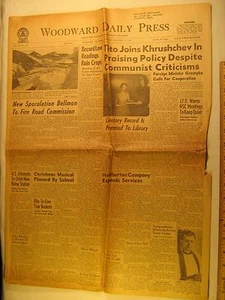 Newspaper WOODWARD DAILY PRESS Dec 13, 1962 Tito Joins Khrushchev... [Y59Vb6b] - Picture 1 of 1