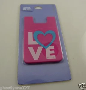Id card holder Claire's pink love stick on phone item sticker card pocket - Picture 1 of 2