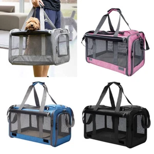 Soft PET CARRIER Folding Dog Cat Animal Travel Cage Bag Portable Carry Crate Box - Picture 1 of 34