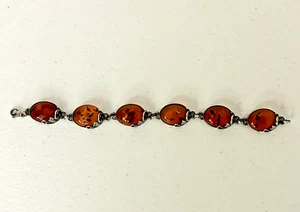 Pulsera ámbar vintage de plata de ley - ajustable  - Imagen 1 de 12