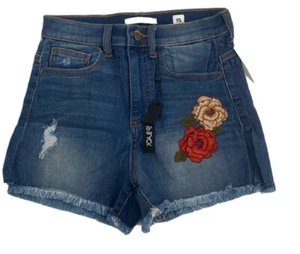 sp black label Girls Shorts Denim Blue Embroidered distressed high rise size S - Picture 1 of 7