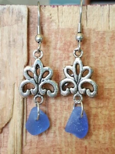Blau Meer Glas Schmuck Ohrringe Hippie Aloha Strand Freizeit Elegant Hawaii Boho - Bild 1 von 5