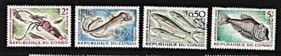 Juego de 4 sellos como nuevos "Serie: Peces" Congo, 1961 Foto 1 de 2